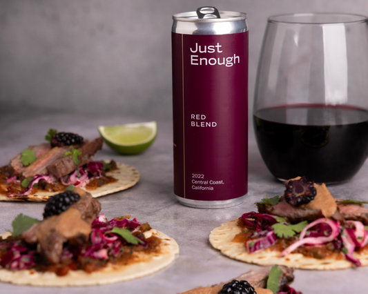 Blackberry Skirt Steak Tacos with Just Enough Wines Red Blend