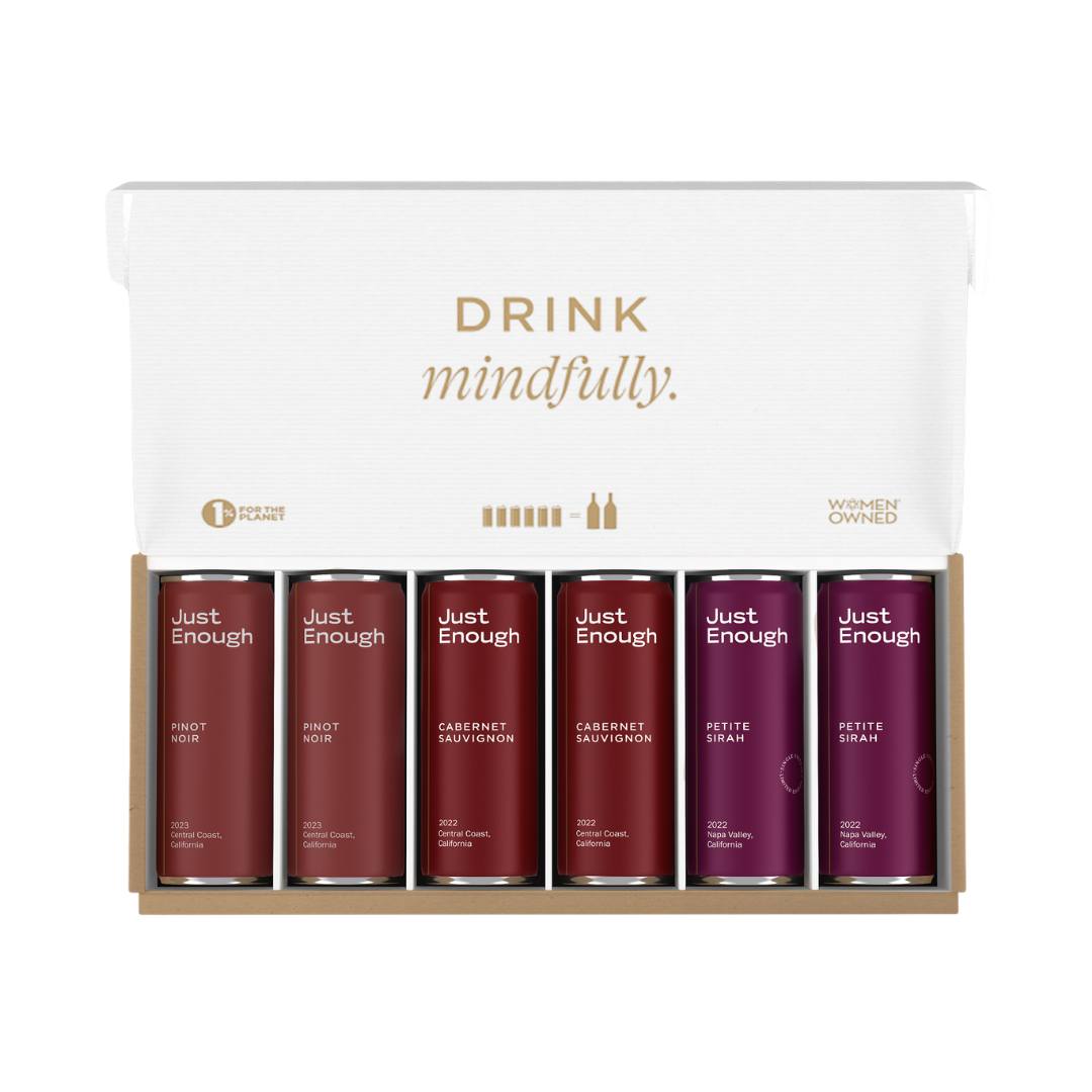 Just Enough The Red Set Canned Wine Collection assortment of premium canned red wines perfect for dinners and gatherings
