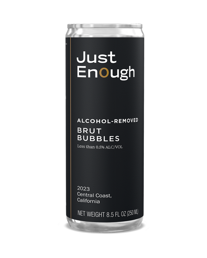 Non-alcoholic Brut Bubbles can, all the fizz without the buzz.