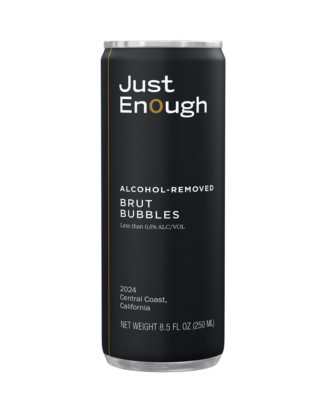 A Just Enough Sauvignon Blanc can showcasing a crisp, refreshing label that hints at citrus and tropical fruit notes.