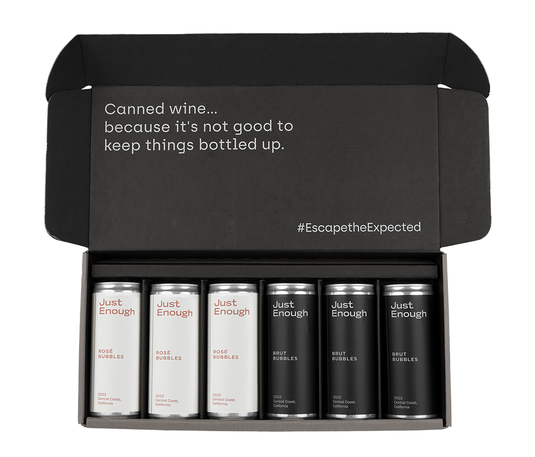 Just Enough Wines Red Blend can, a smooth, approachable low-sugar red wine perfect for any occasion.